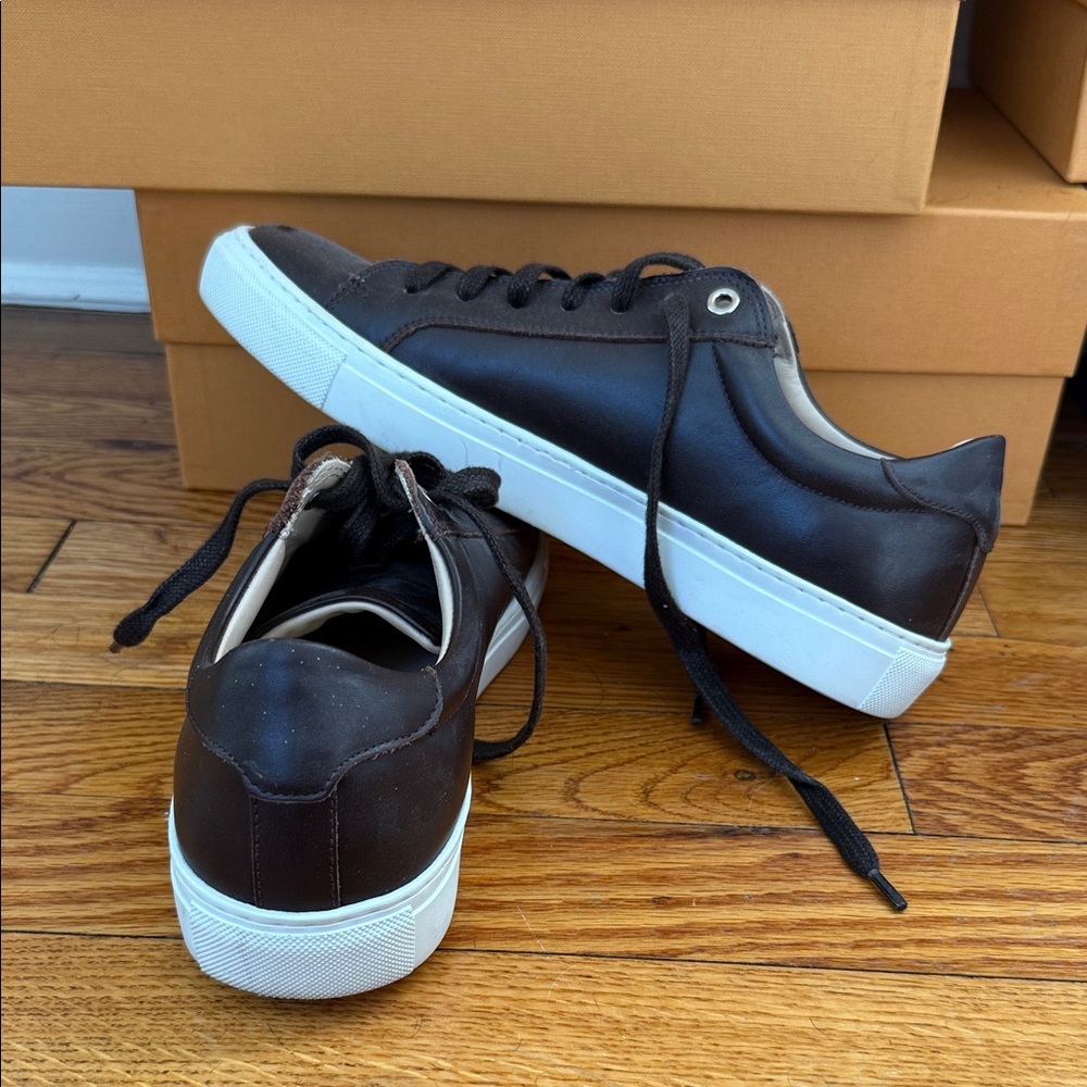 Men's Leather Sneakers in Dark Brown suit supply